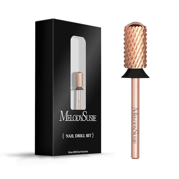 MelodySusie Safety Nail Drill Bits, 3/32'' Smooth Round Top Large Barrel Carbide Bits, Suitable for Manicure Pedicure Cuticle Gel Polishing, Beginners Bits, Rose Gold, Series Bit-S, Extra Coarse