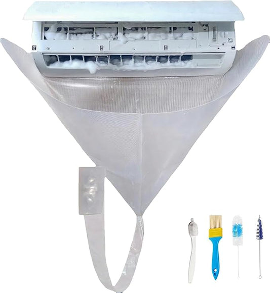 Air Conditioner Cleaning Kit - Ac Split Cleaning Kit, 7-Piece Ac Kit Include Cleaning Cover, 2 Changing Saka, 4 Special Brush, Wall Mounted Dust Washing Protector for Household (White Set)