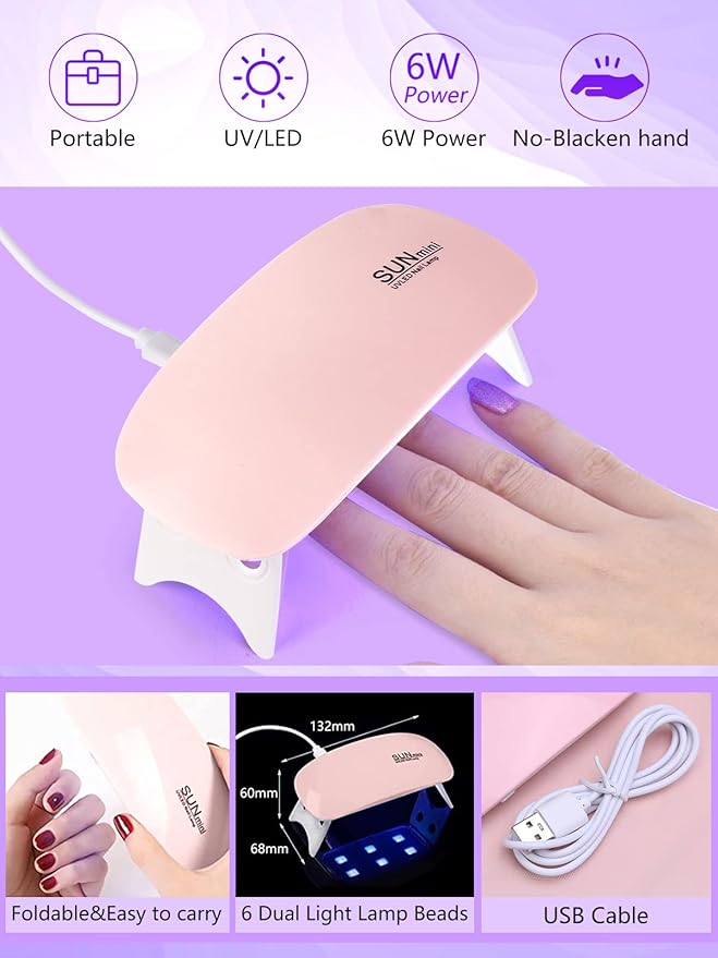 Quaferen Professional Acrylic Nail Kit for Beginners - 42 Colors Glitter Powder, Liquid, UV Light, Drill, Practice Finger Nail Bag Organizer Case