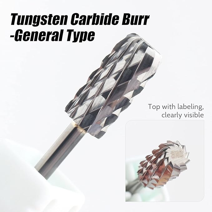 QUNZHAO Nail Drill Bits Dust Droof Bit Tungsten Steel Fast Remove Acrylic or Hard Gel 3/32" Shank - Manicure, Nail Art, Drill Machine Accessories (3X Extra coarse-3XC, Silver)