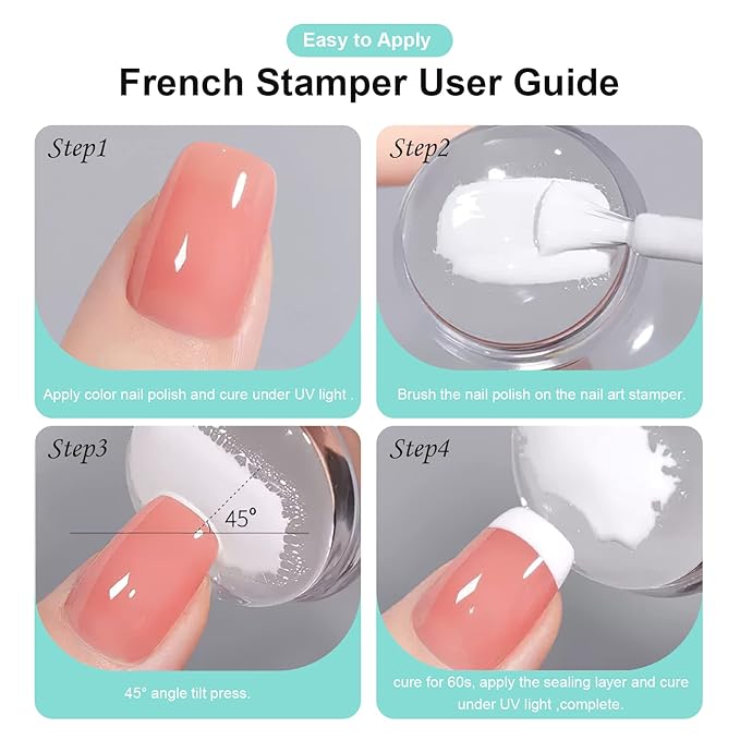 X&D Nail Art Stamper Clear Jelly Nail Art Stamping Transparent Silicone Rubber Nail Polish Stamper with Acrylic Scraper, Spare head Kit for French Tips and Transfer Images
