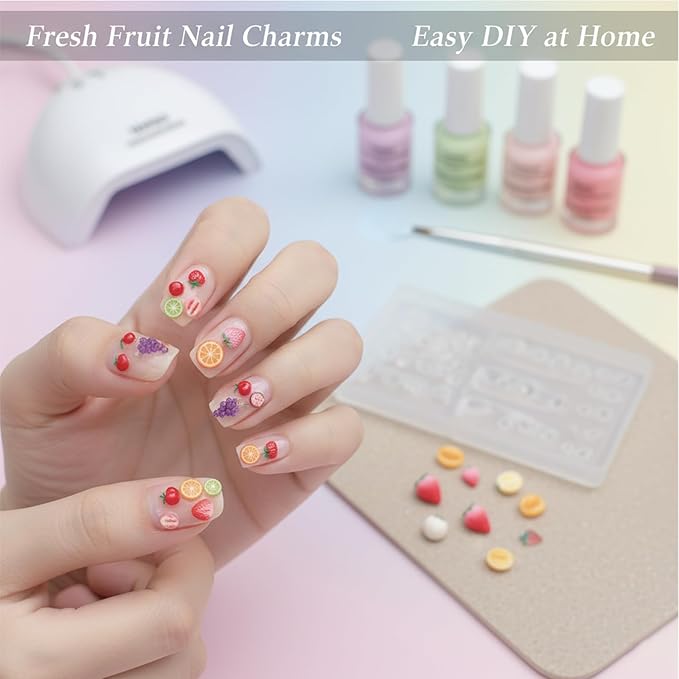 1 Pcs Strawberry Fruit Silicone Nail Art Molds for Women Resin Nail Design