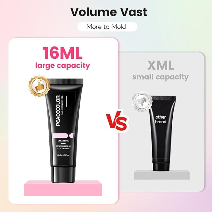 PEACECOLOR Poly Nail Gel Kit with Drill U V Light, 15 Colors Hot Pink Nude Blue Purple Nail Extension Gel with Slip Solution Nail Art Starter Kit Home Salon DIY