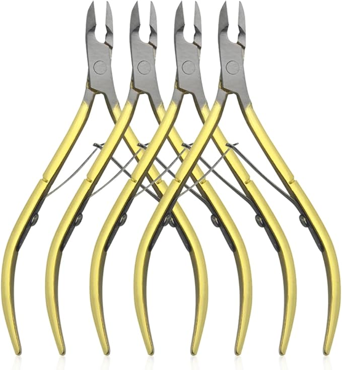 4-Piece Cuticle Trimmer Set - Stainless Steel Cuticle Nipper, Remover & Cutter - Gold