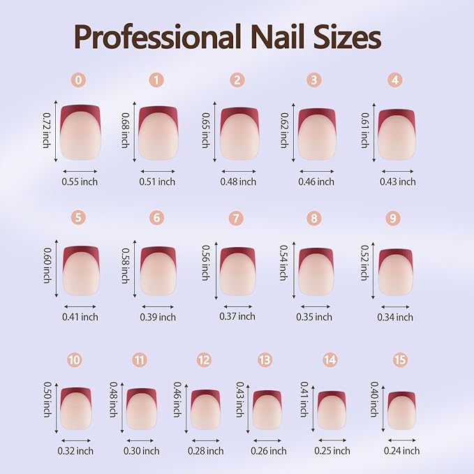 Misssix XBASICTIPS Red French Tip Press On Nails, 150Pcs French Gel Nail Tips Short Square, Soft Gel Pre-shaped No Need to File 3 in 1 Tips, Fake Nails for Nail Art DIY Extension Designs 15 Sizes