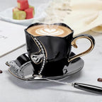 7 Oz Luxury Rhinestone Ceramic Coffee Cup and Saucer Set - Image 3