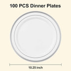 BESTSTAR 100PCS White Plastic Plates - Image 2