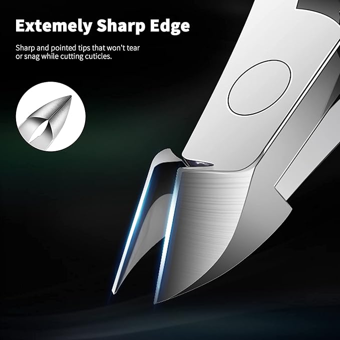 FVION Cuticle Clippers – Full Jaw Cuticle Trimmer with Rubber-Coated Handle, Sharp Nail Cuticle Cutter for Manicure and Dead Skin Removal - 9mm