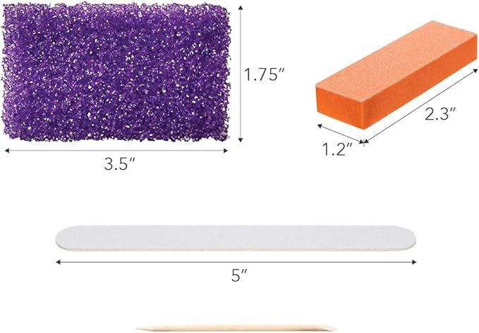 ForPro 4-Piece Pedi Kit, 200-Count, Individually-Packed Pedicure Set, Purple Pumice Pad, White Wood Nail File 80/100 Grit, Orange Mini Buffer 80/100 Grit, Wood Stick