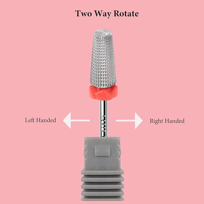 5 in 1 Nail Drill Bits, 3/32”Professional Carbide Drill Bits for Nails Multifunction Art Bit, Fast Remove Acrylic Hard Gel Cuticle Nail Efile Bit Manicure Pedicure,Two Way Rotate,Fine