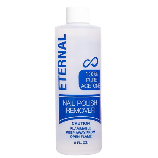 Eternal 100% Pure Acetone- Acetona pura – Quick Professional Ultra-Powerful Nail Polish Remover for Natural, Gel, Acrylic, Shellac Nails and Dark Colored Paints (8 FL. OZ.)