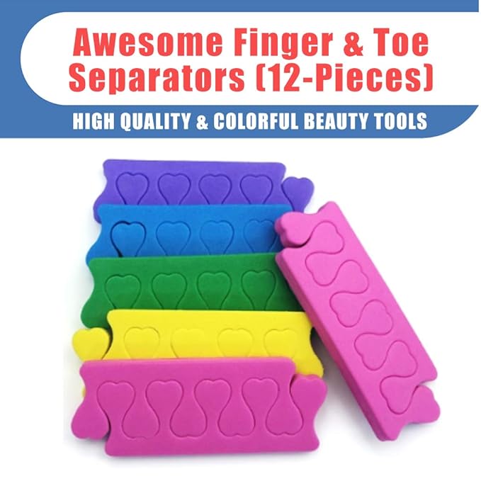 Toe Separators Toe Spacers Variety Colors Series (12 Pairs)- Apply Nail Polish During Pedicure Manicure - Stocking Stuffers for Women Girls - Nail Spa Party Supplies (Multicolors 12-Pairs)
