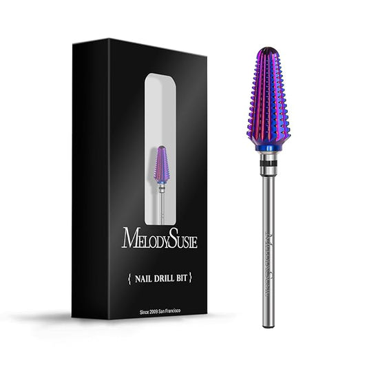 MelodySusie Professional Tornado Nail Drill Bits, 3/32'' Carbide Tungsten Multi-function Bits, Suitable for Manicure Pedicure Cuticle Gel Polishing, Salon Bits, Purple, Series Bit-X, XC