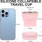 Collapsible Travel Cup with Lid - 6oz Mini Silicone Folding Cup with Stainless - Image 3