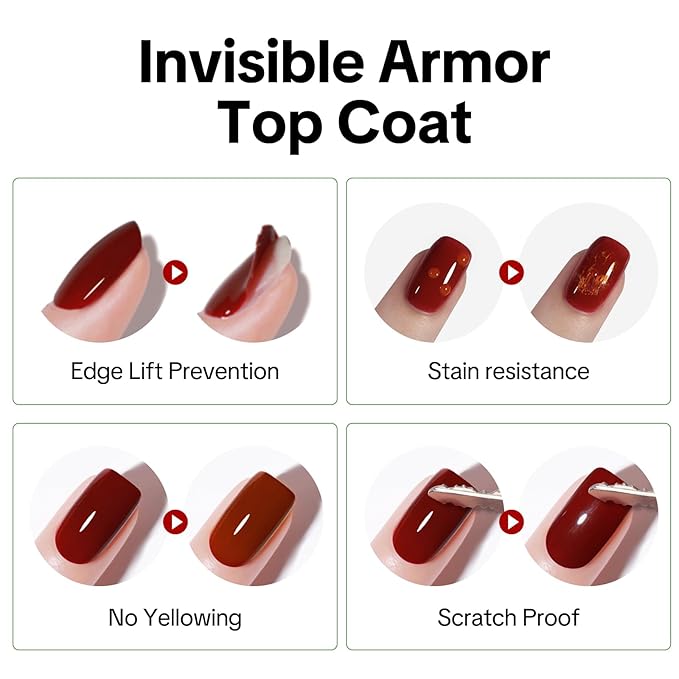 Top Coat for Nails, No Wipe High Glass Long Lasting 28+ Days, Chip Scratch Resistance Anti-yellowing Glossy Shine Manicure, Brush on Friendly for Home DIY Beginner (U V Lamp Needed)