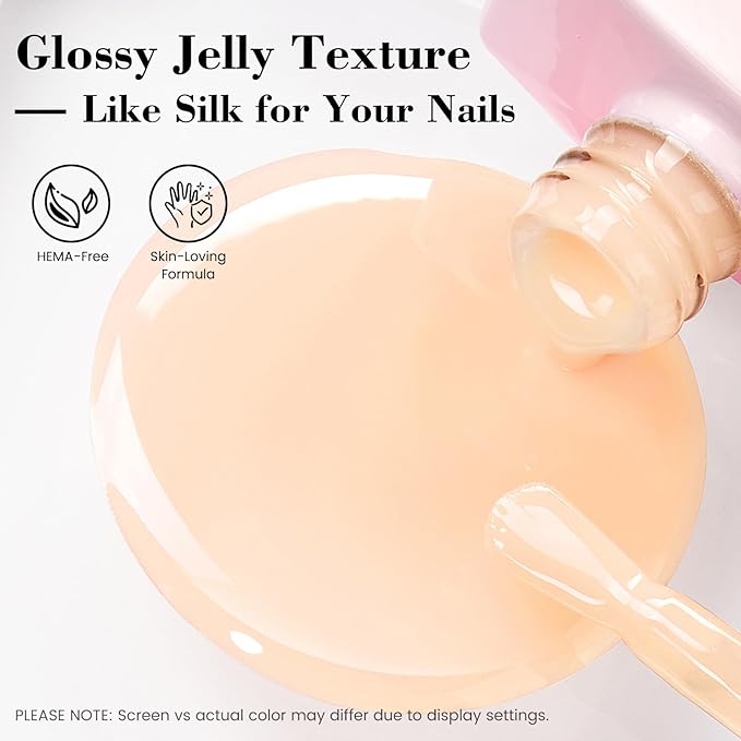 18 ML HEMA and TPO Free Jelly Nude Gel Nail Polish, Pastel Yellow One Step Gel Nail Polish 3-in-1,Translucent Color Soak Off U V Gel for Nail Art Salon & Home DIY Manicures