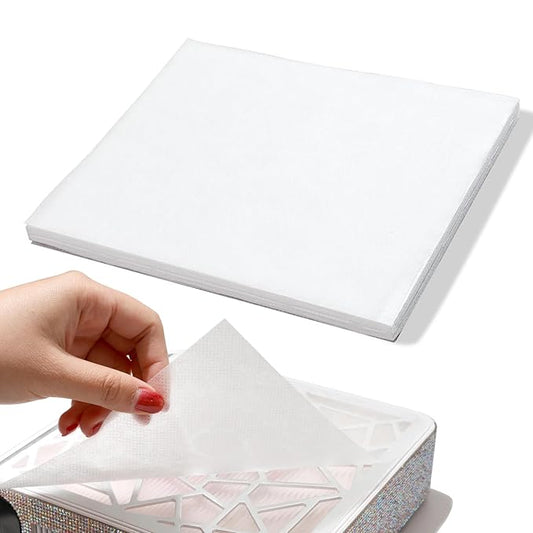 50PCS Nail Dust Collector Filter Cotton, PP Material Dust Collector Nail Tech Filter Cotton Pad Replacement Nail Vacuum Dust Vollector Filters Film Paper for Nail Supplies