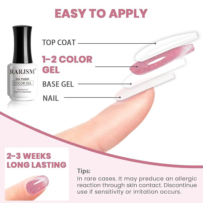 RARJSM Cat Eye Gel Nail Polish Nude Pink Rainbow Iridescent Glitter Natural Skin Tone Color 15ml Sparkle Shimmer Velvet Cateye Gel Polish with Magnetic Stick UV LED Curing Require Home Salon Manicure