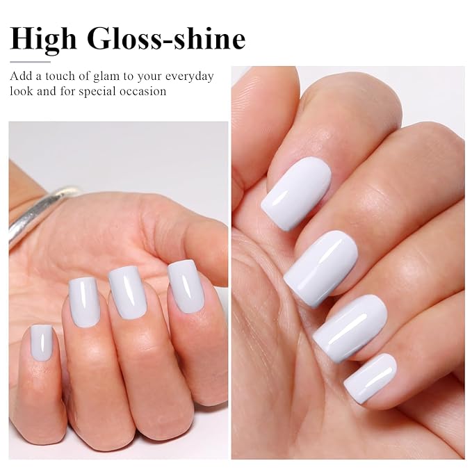 Imtiti Grey Gel Polish, Light Grey Gel Polish 3 in 1 One Step Gel Polish Kit, Soak Off LED U V Gel Polish Nail Art Starter Manicure Salon for Women Girls 0.3 Fl Oz