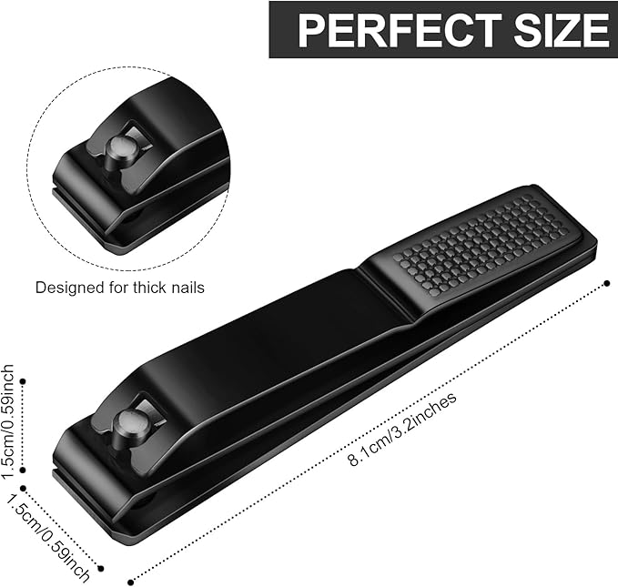 Mudder 6 Pieces Large Toenails Clippers Straight Edge Toenails Clippers Stainless Steel Nails Cutters for Men Women Thick Nails (Black)
