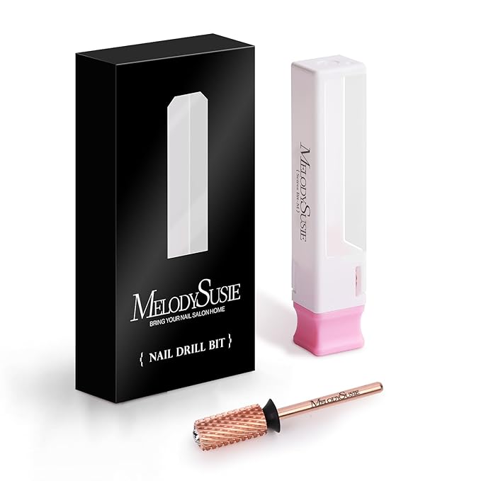 MelodySusie Crystal Top Nail Drill Bits, 3/32'' Large Barrel Carbide Bits, Suitable for Manicure Pedicure Cuticle Gel Polishing, Beginners Bits, Rose Gold, Series Bit-S, Extra Coarse