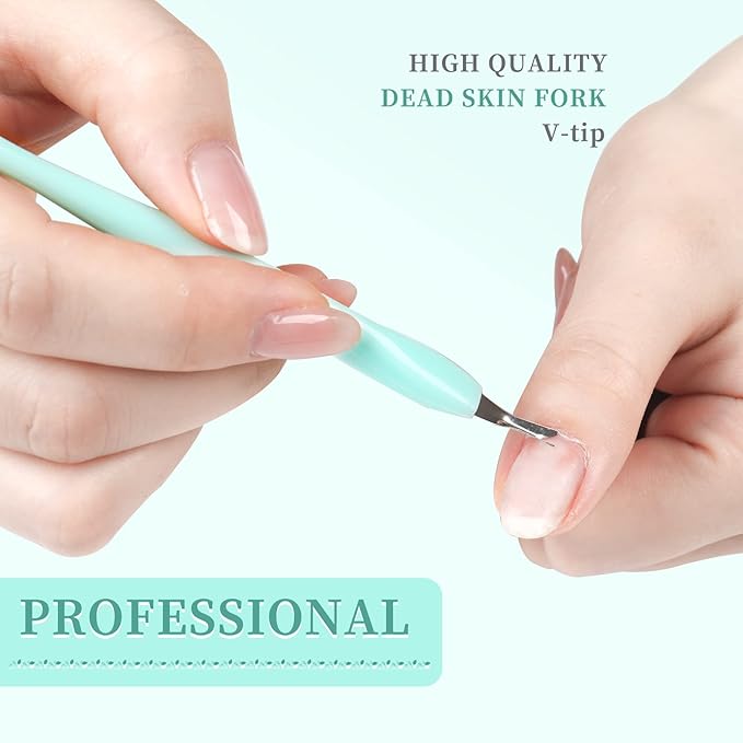 50Pcs Nail Cuticle Trimmer Rubber Nail Cleaner, Plastic Handle Cuticle Knife, Double End Nail Dead Skin Fork Cuticle Pusher Bulk Nail Art Cuticle Remover Tools for Girls Women and Men-Green…