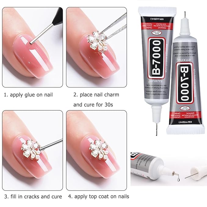 6400Pcs Silver Clear Nail Rhinestones, 600Pcs Multishapes Big Nail Gemstones +5800Pcs 1.5-6.5mm Flat Back Round Crystal Beads with B7000, Nail Decals, Multsize Flat Back Glass Stones for DIY Art