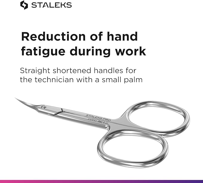 Staleks Pro Professional Cuticle Scissors Expert 50 Type 1 – Sharp Manicure Scissors – Thin Blades – High-Alloy Stainless Steel – Ergonomic Grip – Corrosion Resistant
