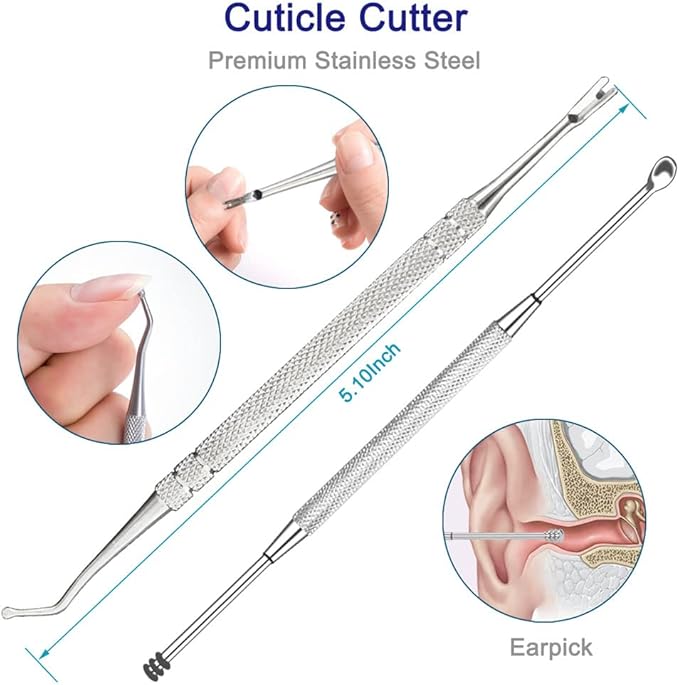 Cuticle Trimmer with Cuticle Pusher, 7PCS Professional Cuticle Remover Cutter Nippers Clippers and Premium Stainless Steel Durable Manicure Tools Kit for Toenails and Fingernails