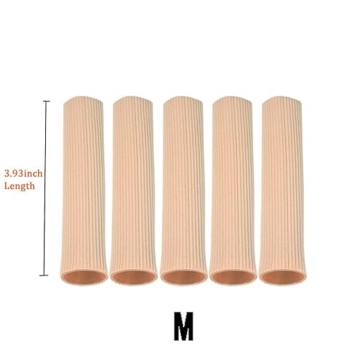 Cuttable Toe Tubes Sleeves 5 Pack, Made of Elastic Fabric Lined with Silicone Gel. Toes Sleeve Protectors Relief Toe Pressure Pain, Corn and Calluses Remover