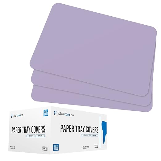 PlastCare USA Purple Disposable Tray Liners, Sanitary Covers for Size B Dental, Surgical, Medical Tray, Tattoo Table Station, Aesthetician Supplies, Single Use Paper Sheets 8.5" x 12.25", 1000 Pack