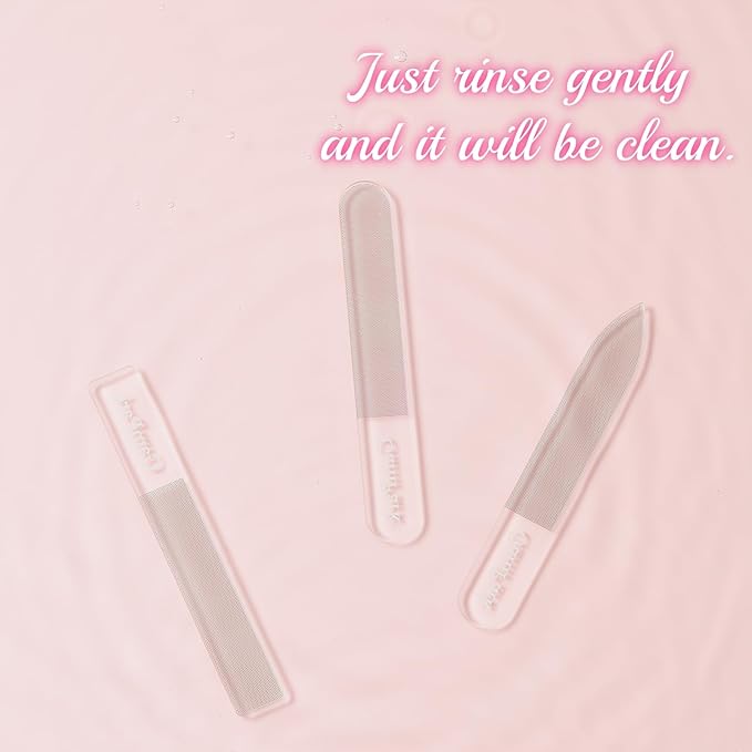 3PCS Glass Nail Files for Natural Nails - Reusable High-Quality Glass Nail File with Fine Abrasive Particles, Trims Shines and Buffs Nails, Safe Nail-Friendly Physical Polishing