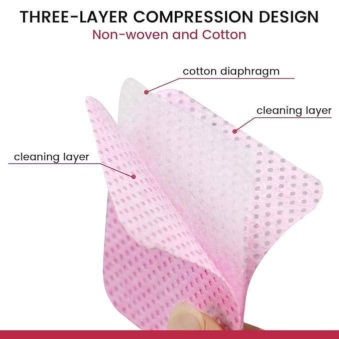 Lint Free Nail Wipes in storage case, Non-Woven Soft Nail Polish cleaner Wipes, Super Absorbent Pad for Fingernail Polish Remover - Eyelash Extension - Finger Art Supplies (1080 Pink)