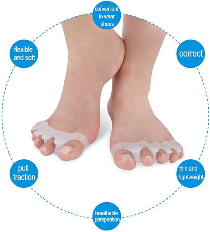 Toe Separators for Children, 2 Pairs Gel Toe Stretchers for Overlapping Toes, Kids Toe Separators Silicone, Toe Spacers Orthopedic Bunion Corrector, Hammer Straighten Correct Bunion Pain Toe for Kids