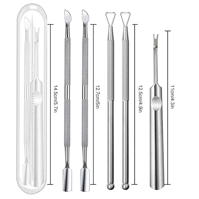 6 PCS Cuticle Pusher and Cutter Remover Stainless Nail Polish Peeler Scraper Durable Manicure and Pedicure Cleaner Tool - Professional & Durable