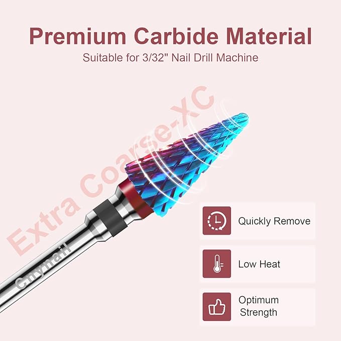 3/32" 2PCS Clean Umberllas Bits Extra Coarse Grit Carbide Cuticle Cleaner Bit for Electric Nail Drills – Professional Manicure Tool for Nail Salons and Home Use (XC Grit. Purple)
