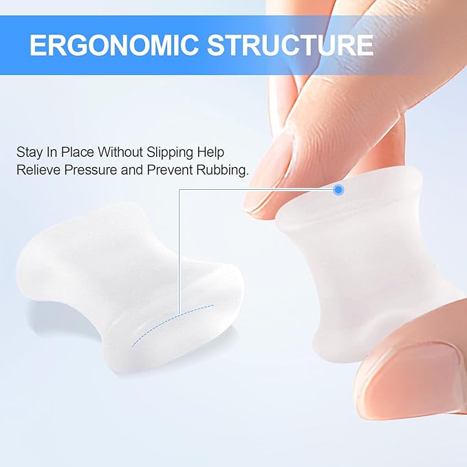 12 Pack Gel Toe Separators, Bunion Toe Spacers for Straightening Overlapping Toes, Hammertoe Corrector, Soft Silicone Bunion Pads for Women Men Toe Pain Relief (Clear)