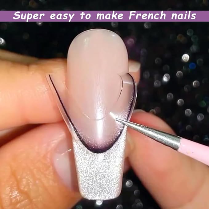 11 Sheets French Line Nail Art Stickers, Gradient Colorful French Tip Nail Decals 3D Self-Adhesive Curved Stripes Lines Nail Art Tips Guides for DIY Decoration Stencil Tools