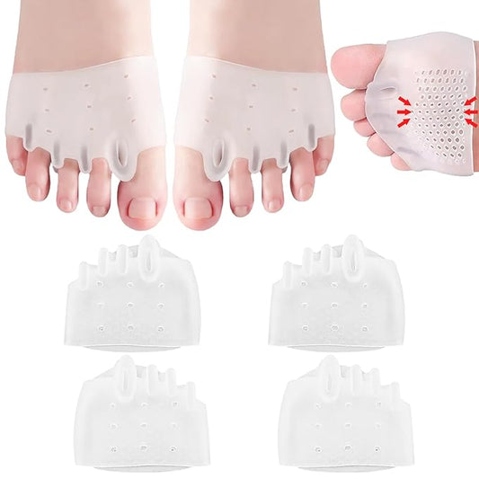 4PCS Toe Separators for Women Bunion, Clear Silicone Toe-Separator for Overlapping Toes & Soft High Elasticity Toe Dividers Spreaders with Breathable Holes for Overlapping Correct Toes Spacers