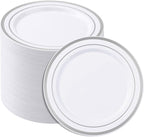 BESTSTAR 100PCS White Disposable Plastic Plates white plastic plates | by BESTSTAR