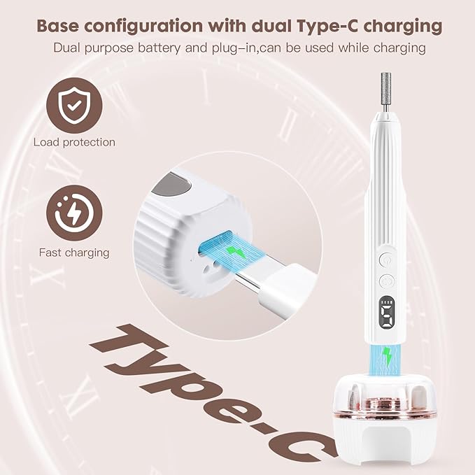 Electric Nail File,Nail Drill Kit with Nail Lamp,Cordless Nail Filer for Acrylic Gel Nails,Professional Nail Drill Machine Polishing Tool Manicure Pedicure Kit Efile Nail Supplies for Home Salon