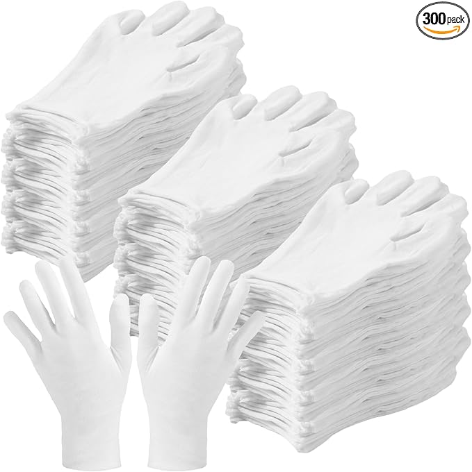 Frienda 300 Pcs Cotton Gloves Bulk Large Size for Men Women Inspection Gloves for Dry Hand Art Handling Coin Jewelry (XL)
