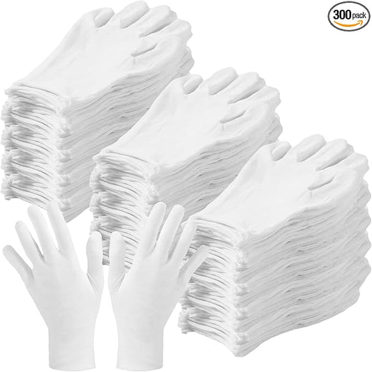 Frienda 300 Pcs Cotton Gloves Bulk Large Size for Men Women Inspection Gloves for Dry Hand Art Handling Coin Jewelry (XL)