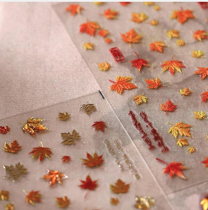 Maple Leaf Nail Art Stickers Fall Nail Stickers 5D Embossed Nail Decals 1PCS Falling Leaves Autumn Nails Design Nail Art Supplies Fall Sticker for Nails Thanksgiving Day DIY Manicure Nail Decorations