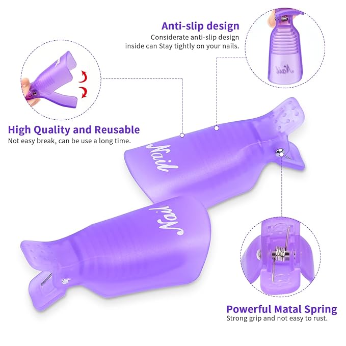 MORGLES Gel Nail Polish Remover Kit With Nail Clips, 300 Pcs Gel Polish Remover Wipes, 100/180 File, Cuticle Pusher, Nano Glass and Brush