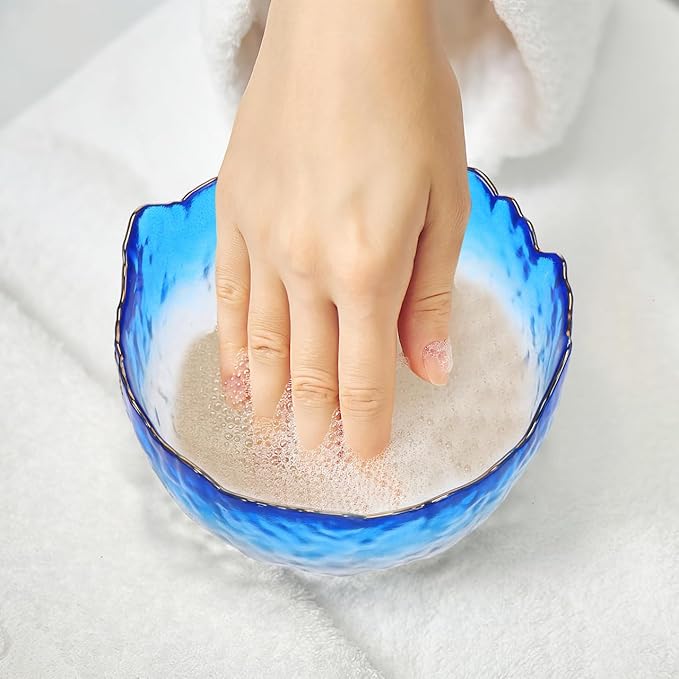 Glass Nail Soaking Bowl, Manicure Hand Soak Bowl, Nail Polish Remover Bowl Manicure Wash Bowls Wash Soaker Glass Supplies，nail Art Tips Bowl for Fingernail Toenail Caring Polish Removal,5.3In