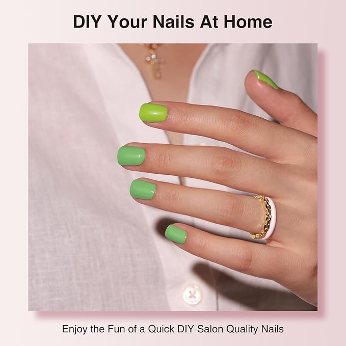 Semi Cured Gel Nail Strips - 30PCS Spring Stickers for UV Light, Long-Lasting Wraps, Salon-Quality Semi Cured Nail Stickers, 2 Weeks Wear, Easy DIY Gel Manicure-Lush Lime
