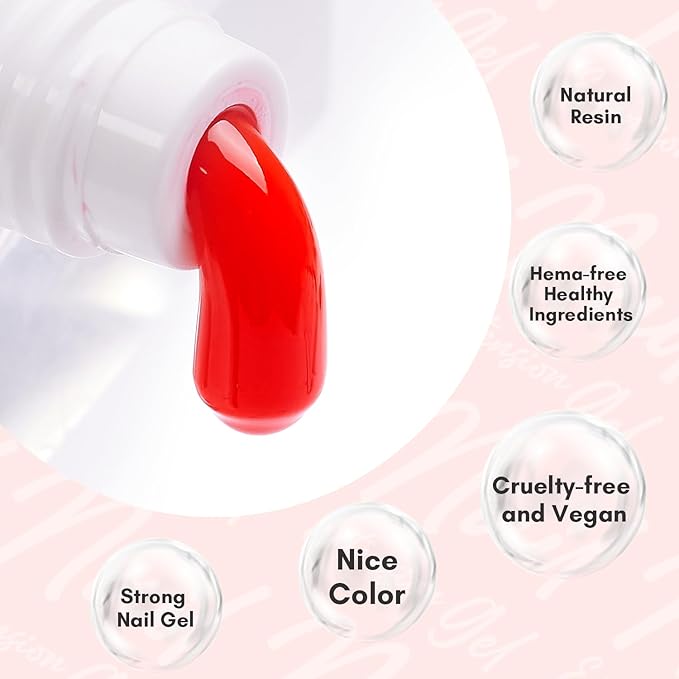 Makartt Poly Nail Gel 50ML Large Capacity, Red, Strong Builder for Extension Strengthener 3D Diy, Resistent Hard Gels for Nails, Multifunctional Manicure Supplies Home Salon-Crimson Cherry