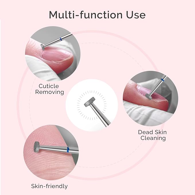 MelodySusie 4mm Super Short Barrel Cuticle Clean Nail Drill Bit 3/32'', Professional Safety Carbide Diamond Under Nail Cleaner for Cuticle Dead Skin Nail Prepare, Beginners Bits, Series Bit-S, Medium
