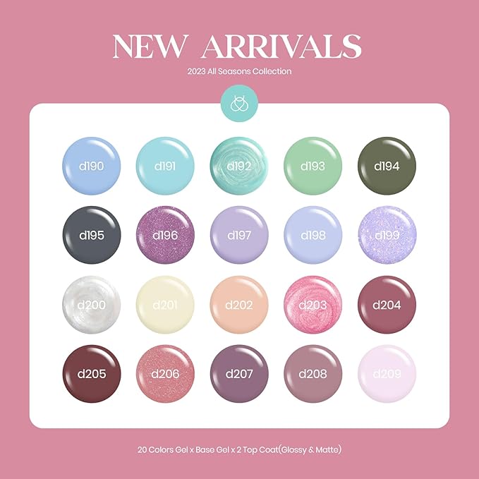 Beetles Neutral Gel Nail Polish Set – Healing Elixir Winter Gel Nail Polish Kit, 20 Colors Pink Blue White Green Pearl with Base Coat Matte Glossy Top Coat for DIY Manicure Gift for Women